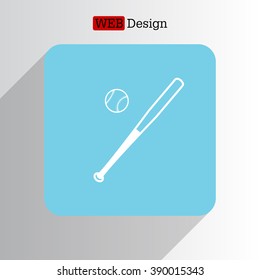 Vector illustration of baseball bat and ball