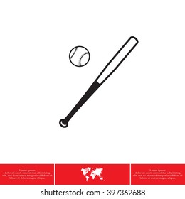 Vector illustration of baseball bat and ball