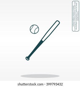 Vector illustration of baseball bat and ball