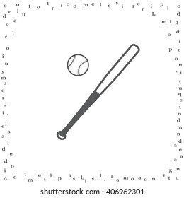Vector illustration of baseball bat and ball