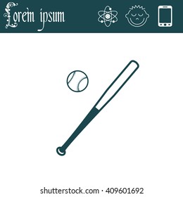 Vector illustration of baseball bat and ball