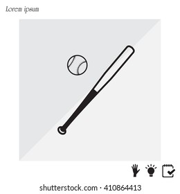 Vector illustration of baseball bat and ball