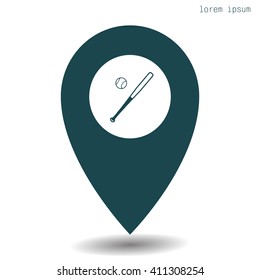Vector illustration of baseball bat and ball