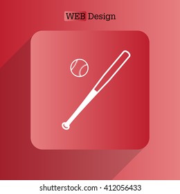 Vector illustration of baseball bat and ball