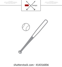 Vector illustration of baseball bat and ball