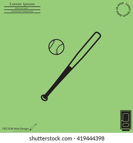 Vector illustration of baseball bat and ball