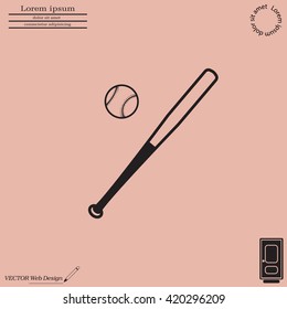Vector illustration of baseball bat and ball