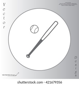 Vector illustration of baseball bat and ball