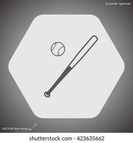 Vector illustration of baseball bat and ball