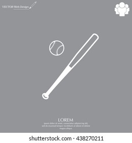 Vector illustration of baseball bat and ball