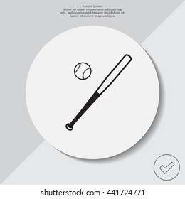 Vector illustration of baseball bat and ball