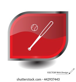 Vector illustration of baseball bat and ball