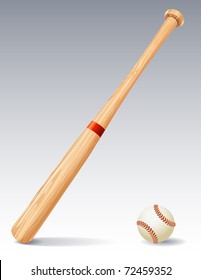 Vector Illustration - Baseball Bat And Ball