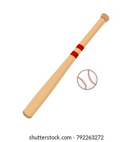 Vector illustration of a baseball bat and ball.