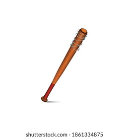 Vector illustration of baseball bat with barbed wire.