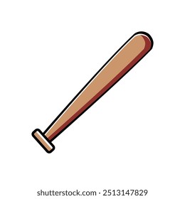 vector illustration of baseball bat in flat style isolated on white background