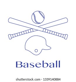 Vector illustration with baseball bats, ball, helmet. Sports background. Design for banner, poster or print.