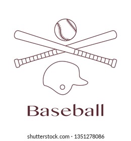 Vector illustration with baseball bats, ball, helmet. Sports background. Design for banner, poster or print.