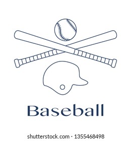 Vector illustration with baseball bats, ball, helmet. Sports background. Design for banner, poster or print.