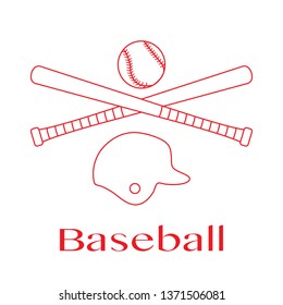 Vector illustration with baseball bats, ball, helmet. Sports background. Design for banner, poster or print.