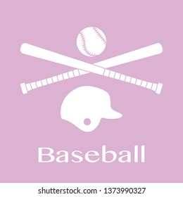 Vector illustration with baseball bats, ball, helmet. Sports background. Design for banner, poster or print.