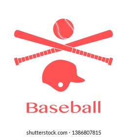 Vector illustration with baseball bats, ball, helmet. Sports background. Design for banner, poster or print.