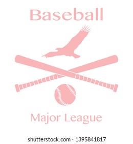 Vector illustration with baseball bats, ball and eagle. Sports background. Design for banner, poster or print.