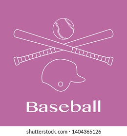 Vector illustration with baseball bats, ball, helmet. Sports background. Design for banner, poster or print.