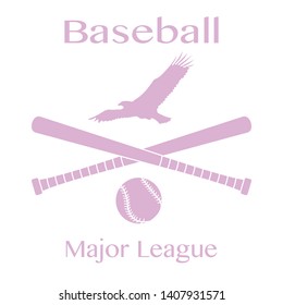 Vector illustration with baseball bats, ball and eagle. Sports background. Design for banner, poster or print.