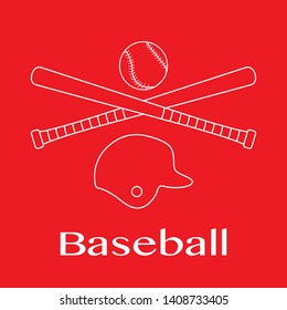 Vector illustration with baseball bats, ball, helmet. Sports background. Design for banner, poster or print.