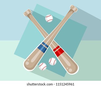Vector illustration of baseball bats and balls