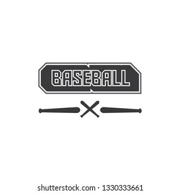 vector illustration of baseball black logo text in black and illustration of a baseball stick