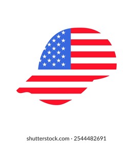 Vector illustration of a baseball cap from the collection of American flag-themed icons. A celebration of American culture and identity. Independence Day celebrations, a decorative element in an