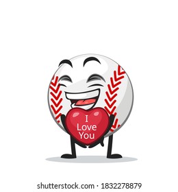 vector illustration of baseball character or mascot give love symbol and says i love you