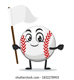 vector illustration of baseball character or mascot holding blank white banner