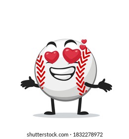 vector illustration of baseball character or mascot with love eye