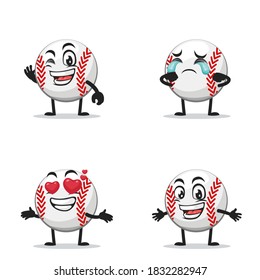 vector illustration of baseball character or mascot collection set with expression theme
