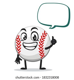 vector illustration of baseball character or mascot says with blank balloon speech