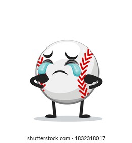 vector illustration of baseball character or mascot crying