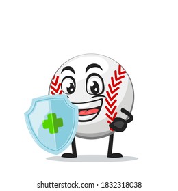 ilustración vectorial del personaje de béisbol o del escudo de sujeción de mascota para protección