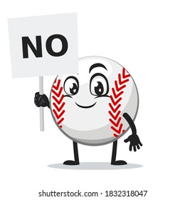 vector illustration of baseball character or mascot holding sign says no