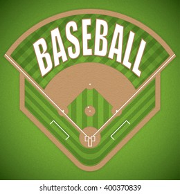 A Vector Illustration Of A Baseball Field From Above View.