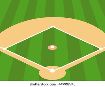 Vector Illustration of Baseball Field as Background