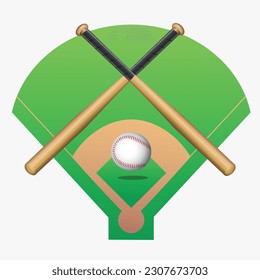 Vector illustration baseball field and equipment