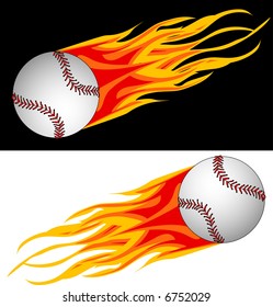 vector illustration of baseball in flame