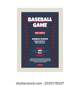 Vector illustration of baseball game flyer poster template design