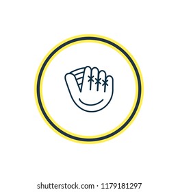 Vector illustration of baseball glove icon line. Beautiful entertainment element also can be used as catchers mitt icon element.