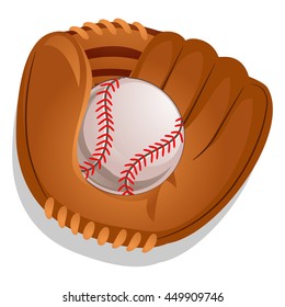 Ilustración vectorial de los guantes de béisbol con pelota