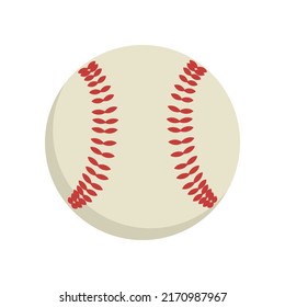 Vector illustration of baseball leather ball. Sports equipment for american team game on grass field. Sport competition and outdoors activity. Baseball ball in cartoon style