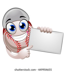 Vector Illustration of Baseball Mascot holding a Blank Board